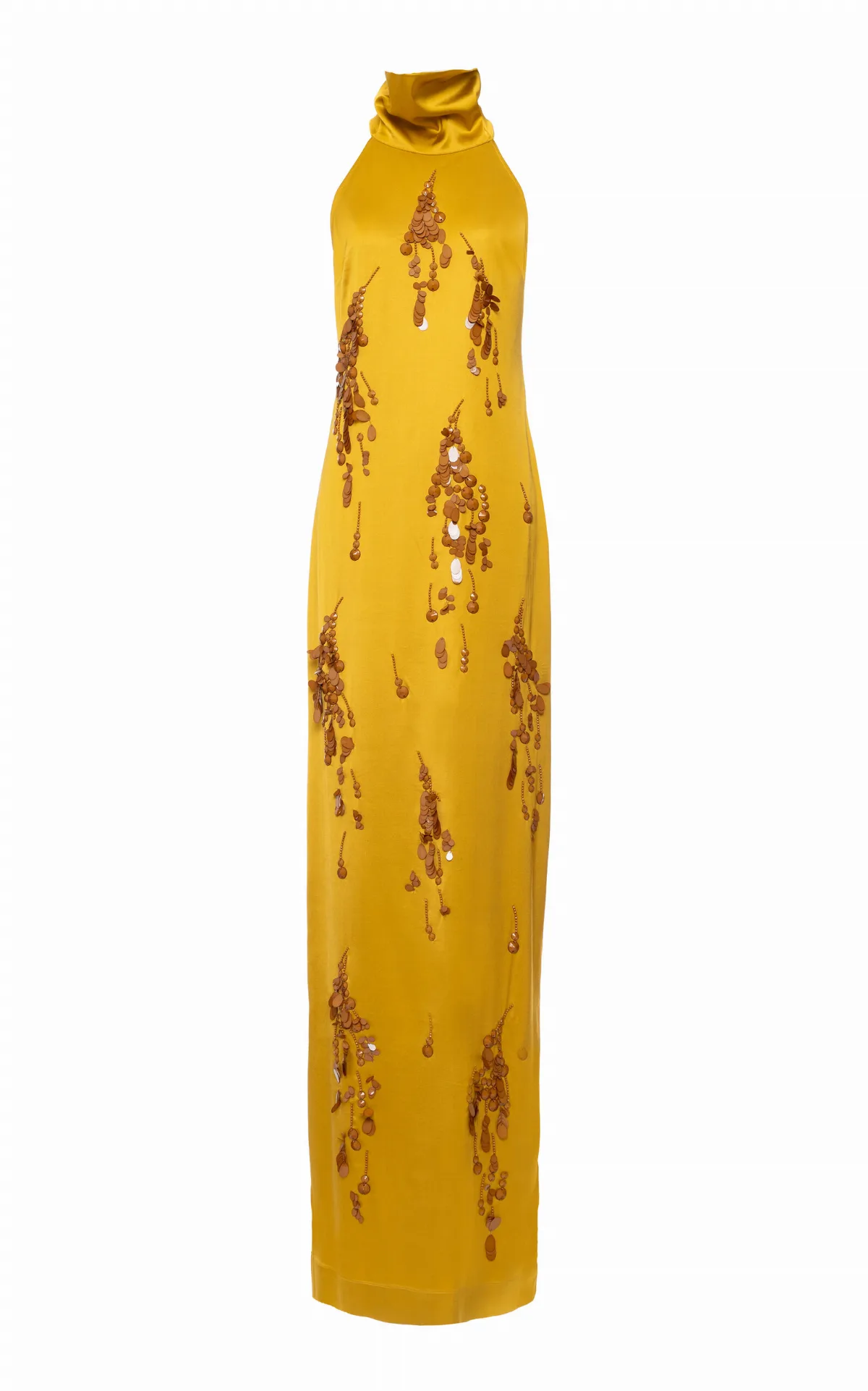 Backless Embellished Satin Column Gown by Des Phemmes