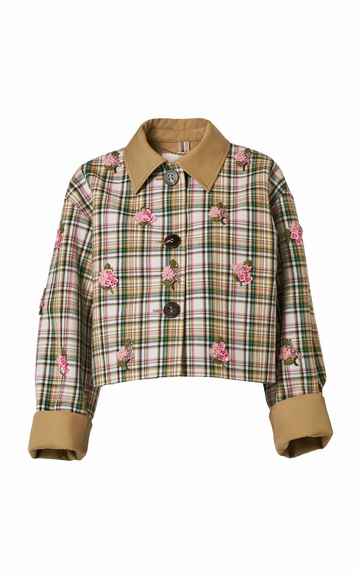 Embroidered Check Plaid Tailoring Jacket by Carolina Herrera