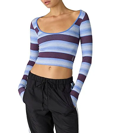 FP Movement Glow Getter Striped Scoop Neck Long Sleeve Top by Free People