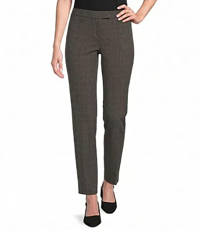 The 5TH AVE Fit Black Scratch Stretch Straight Leg Tummy Control Pants by Investments