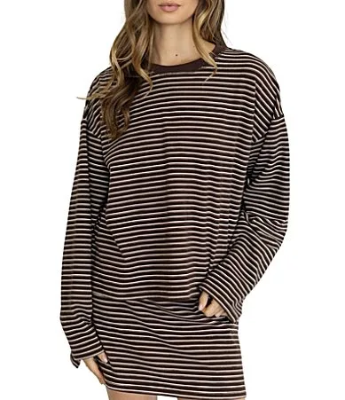 Knit Boxy Stripe Long Sleeve Shirt by Things Between