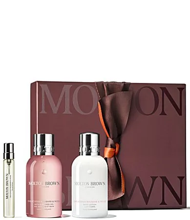 Delicious Rhubarb & Rose Scent Layering Holiday Set by Molton Brown