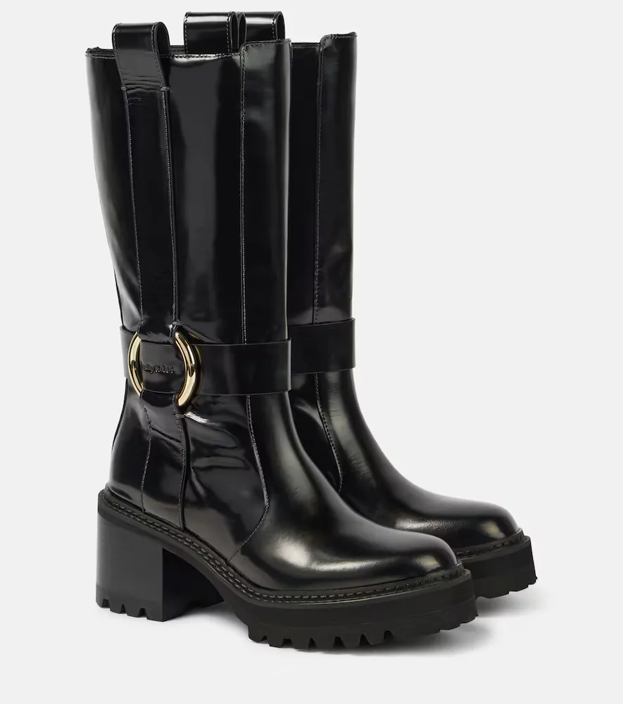 See by Chloé New Ring 60 Leather Knee-High Boots by Chloé