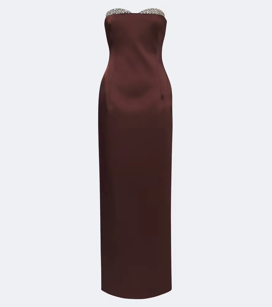 Embellished Satin Bustier Gown