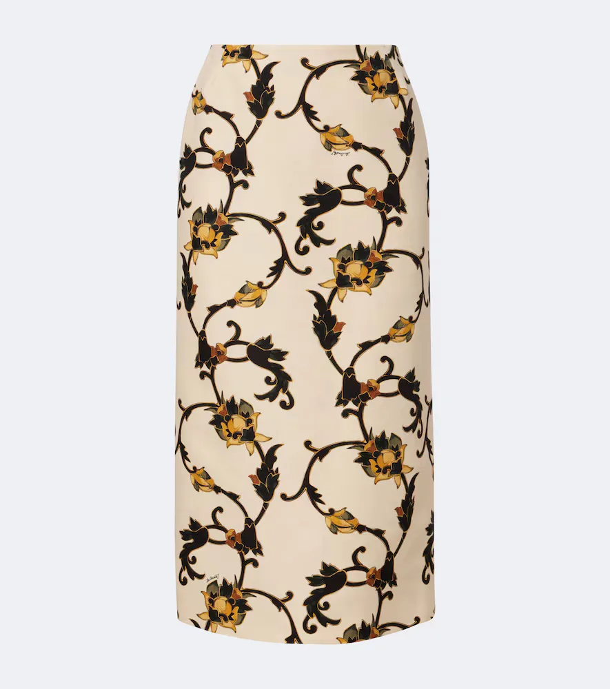 Printed Wool-Blend Cady Pencil Skirt by La Doublej