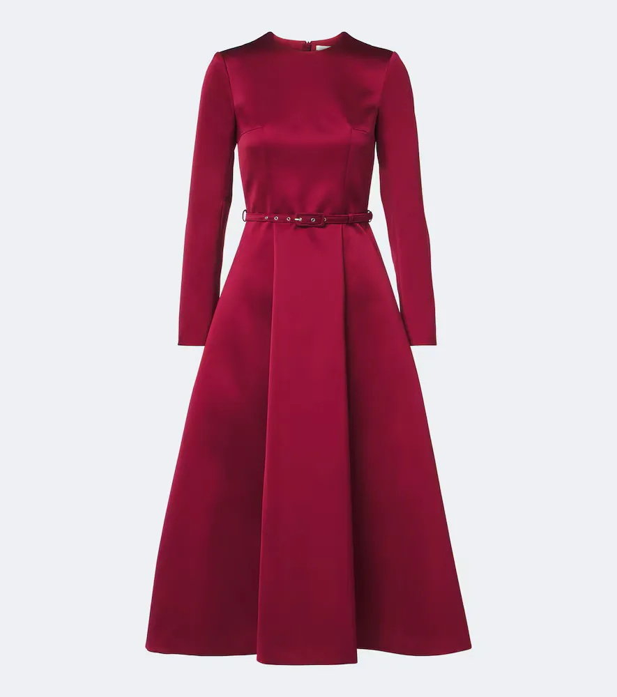 Capucine Belted Satin Midi Dress by Emilia Wickstead
