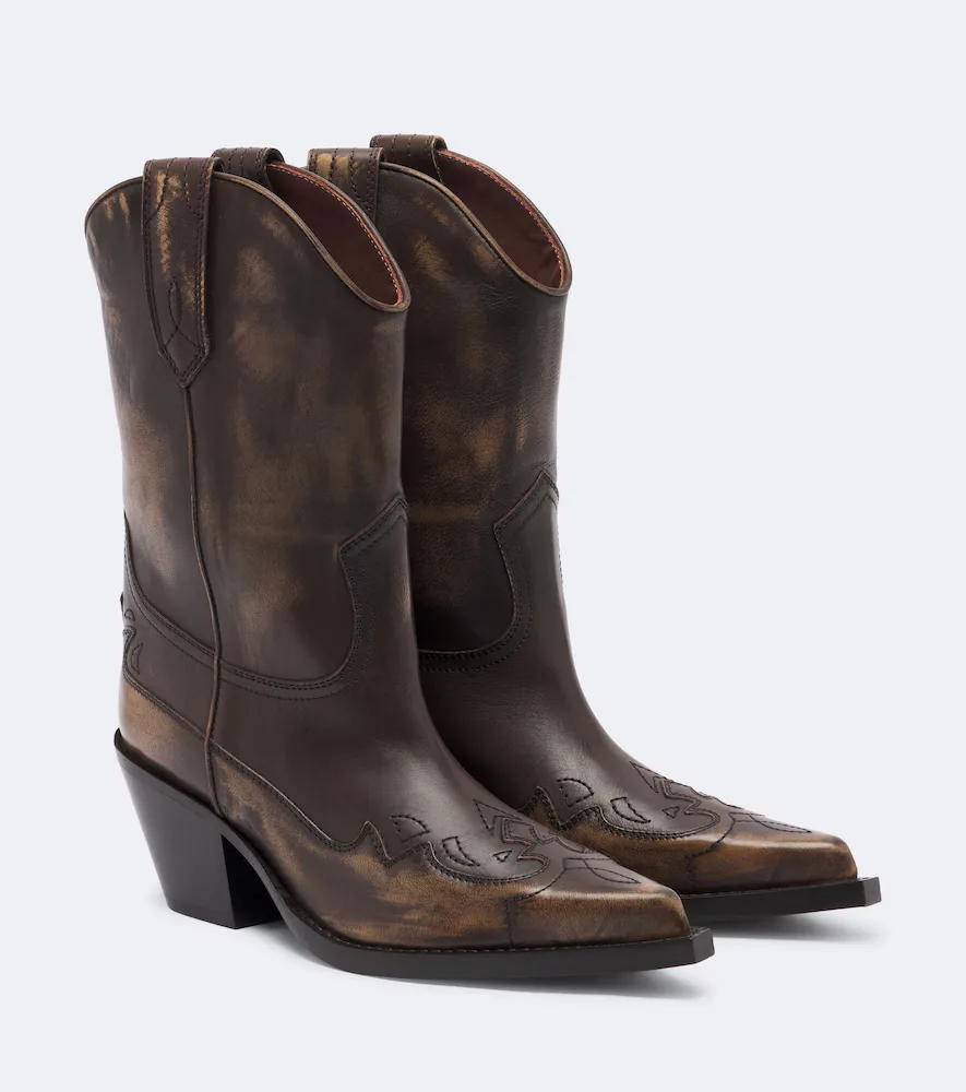 Dakota Distressed Leather Cowboy Boots