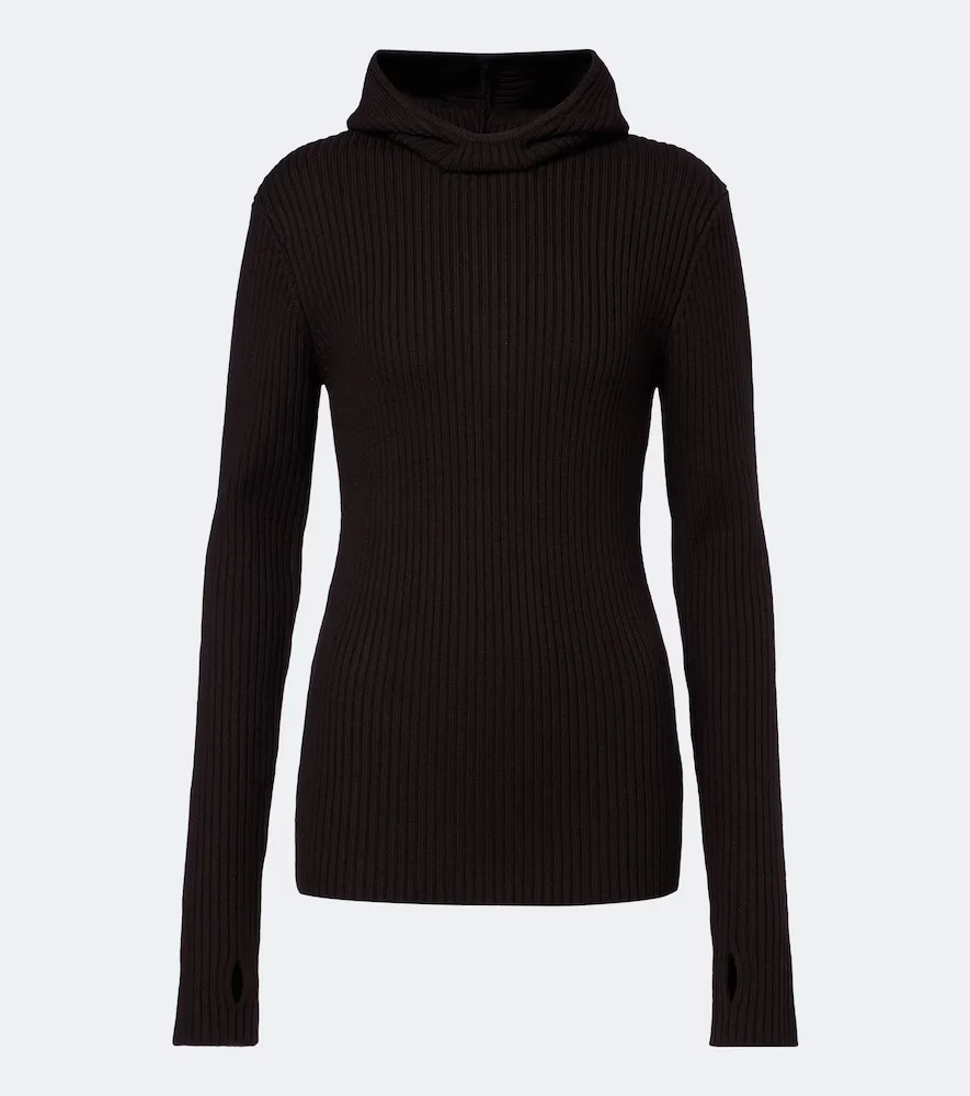 Larice Ribbed-Knit Hooded Wool Sweater by The Frankie Shop
