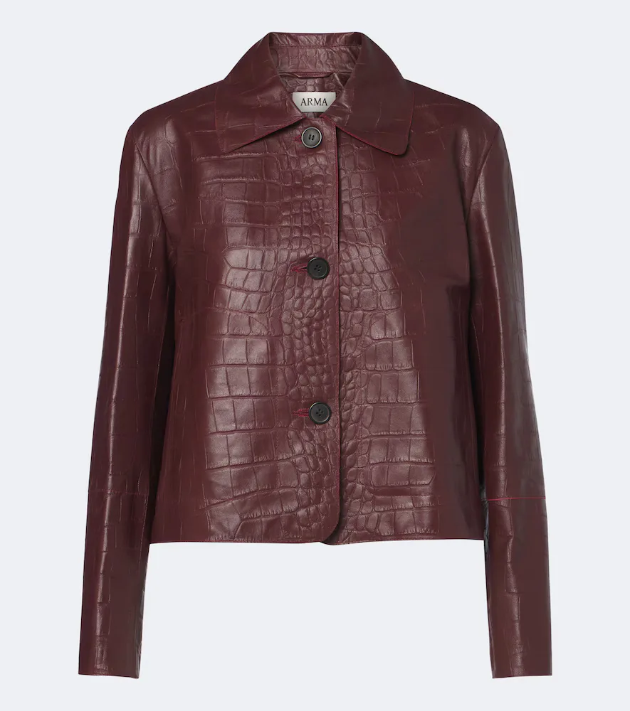 Emy Croc-Effect Leather Jacket by Arma
