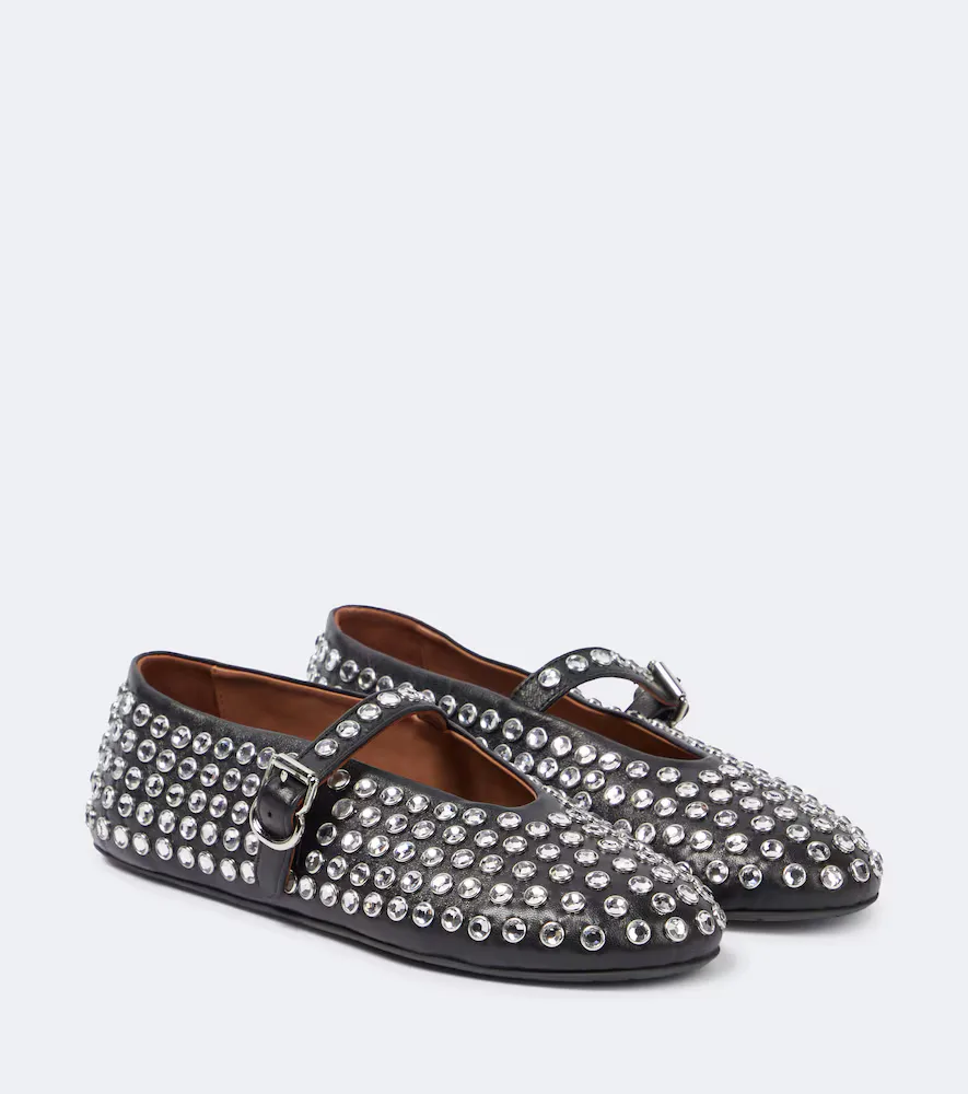 Embellished Leather Ballet Flats