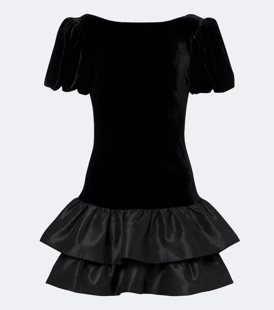 Anabella Tiered Velvet Minidress by RIXO