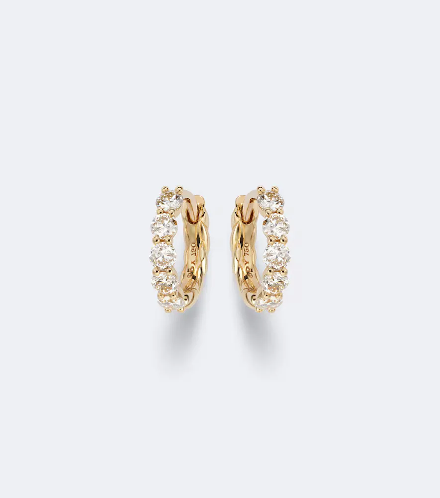 Petite Pav 18kt Gold Hoop Earrings with Diamonds