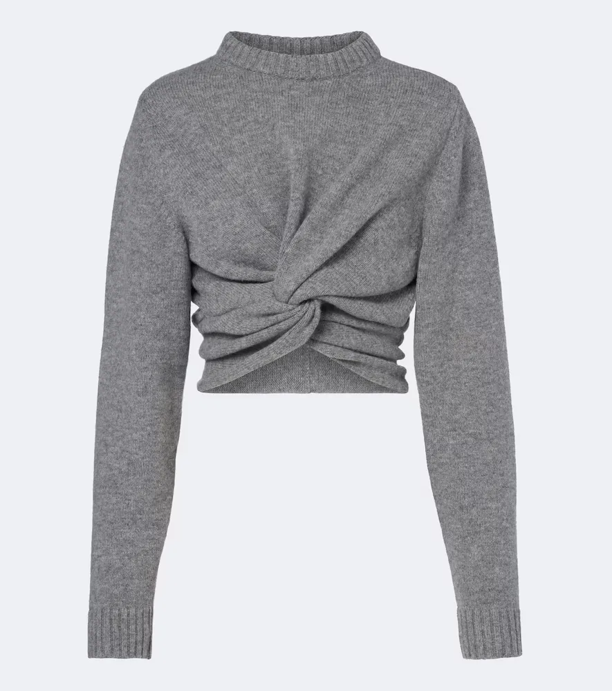 Cropped Gathered Wool Sweater by Balenciaga