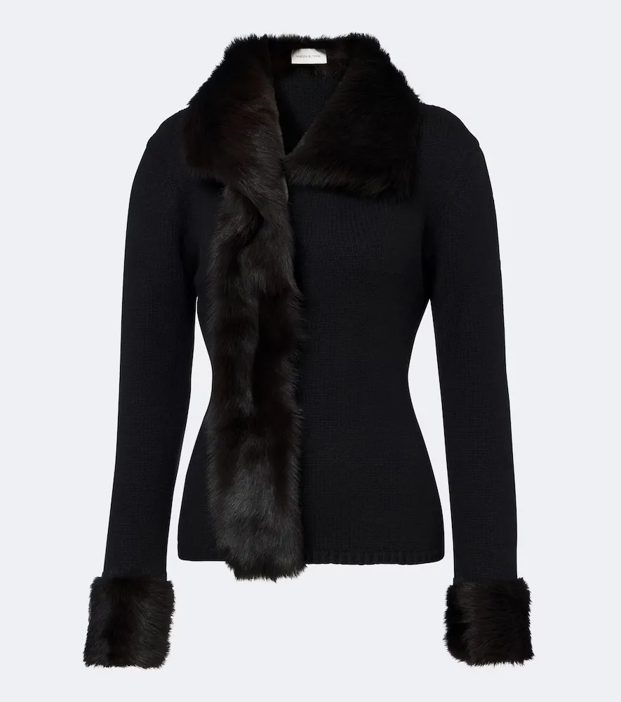 Shearling-Trimmed Wool and Cashmere Cardigan