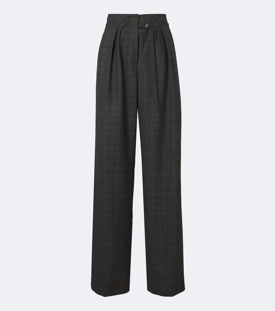 Checked Pleated Wool Wide-Leg Pants by Dries Van Noten