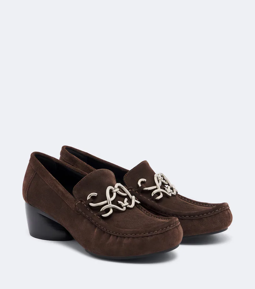 Dive Double L Suede Loafer Pumps by LOEWE