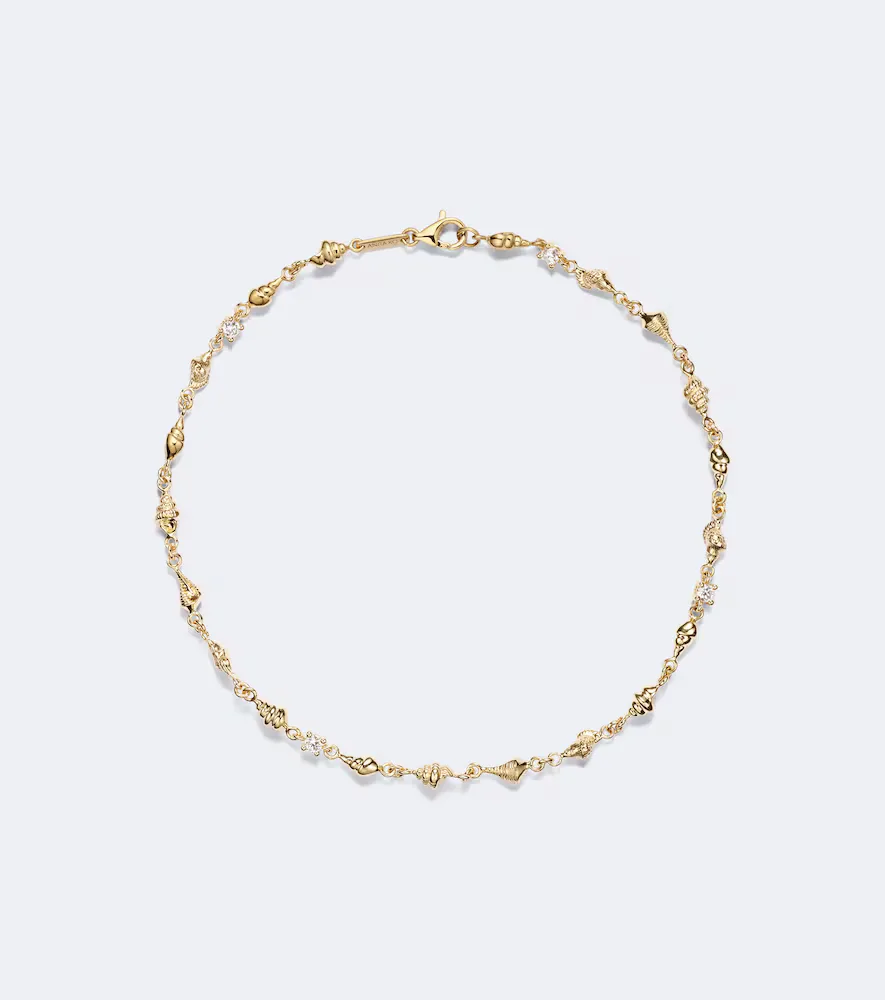 Shell by the Yard 18kt Gold Anklet with Diamonds by Anita