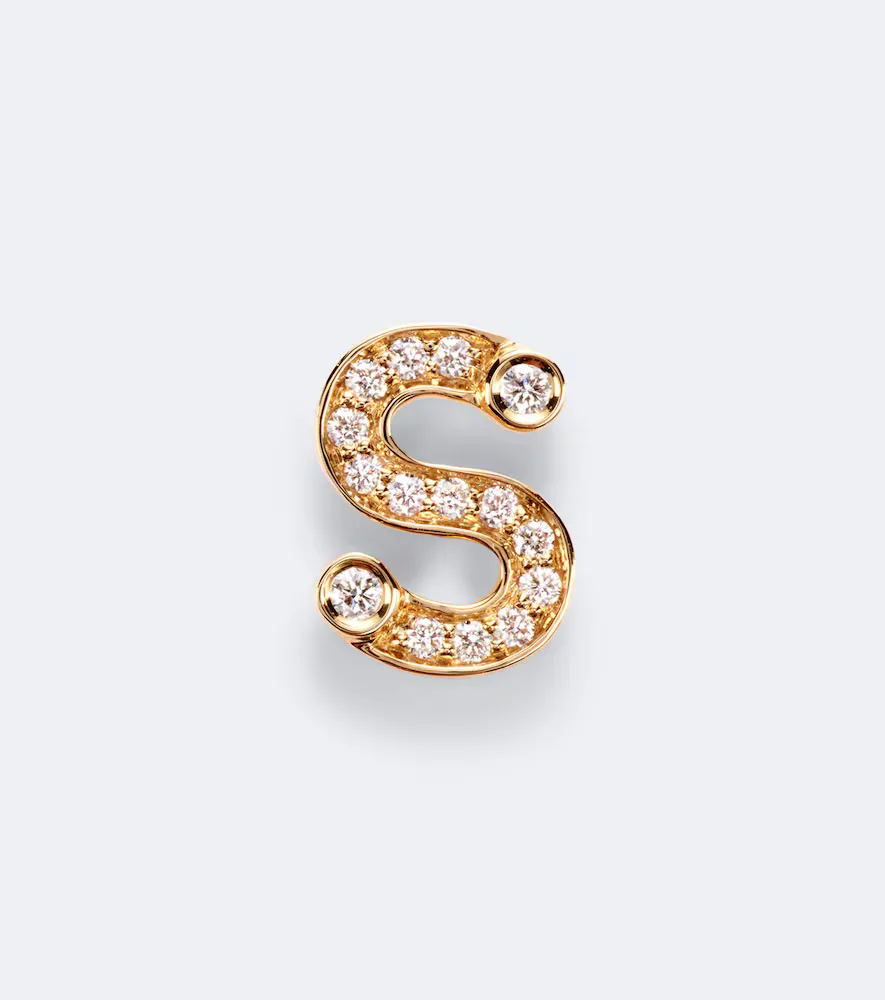 Initial Petite S 18kt Gold Single Earring with Diamonds by Sophie Bille Brahe