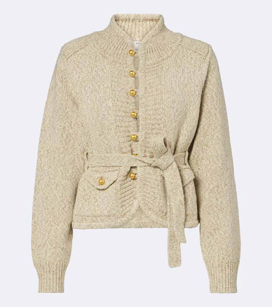 Belted Wool and Silk Cardigan by Xu Zhi
