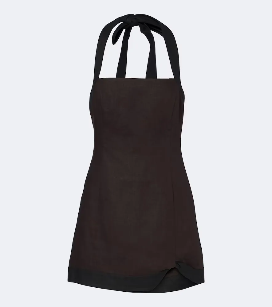Linen Halterneck Minidress by Sir