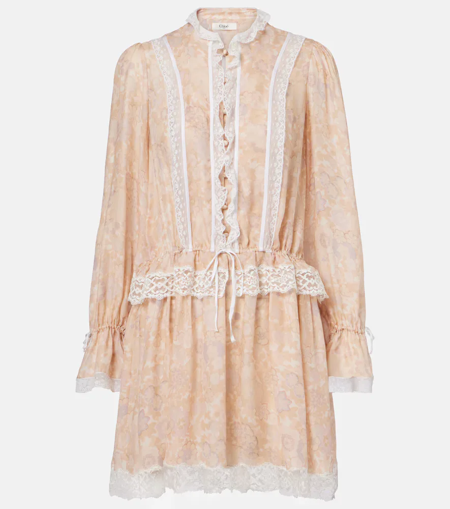 Floral Silk Charmeuse Minidress by Chloé