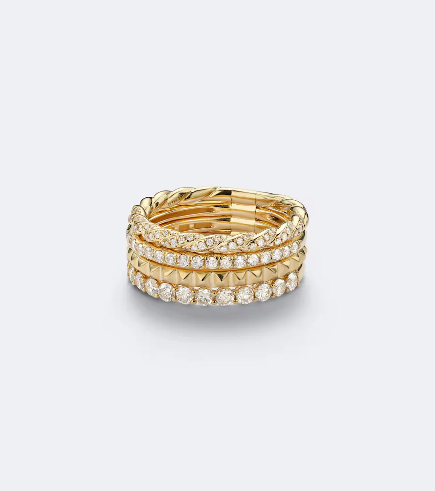 Petite Pav 18kt Gold Ring with Diamonds