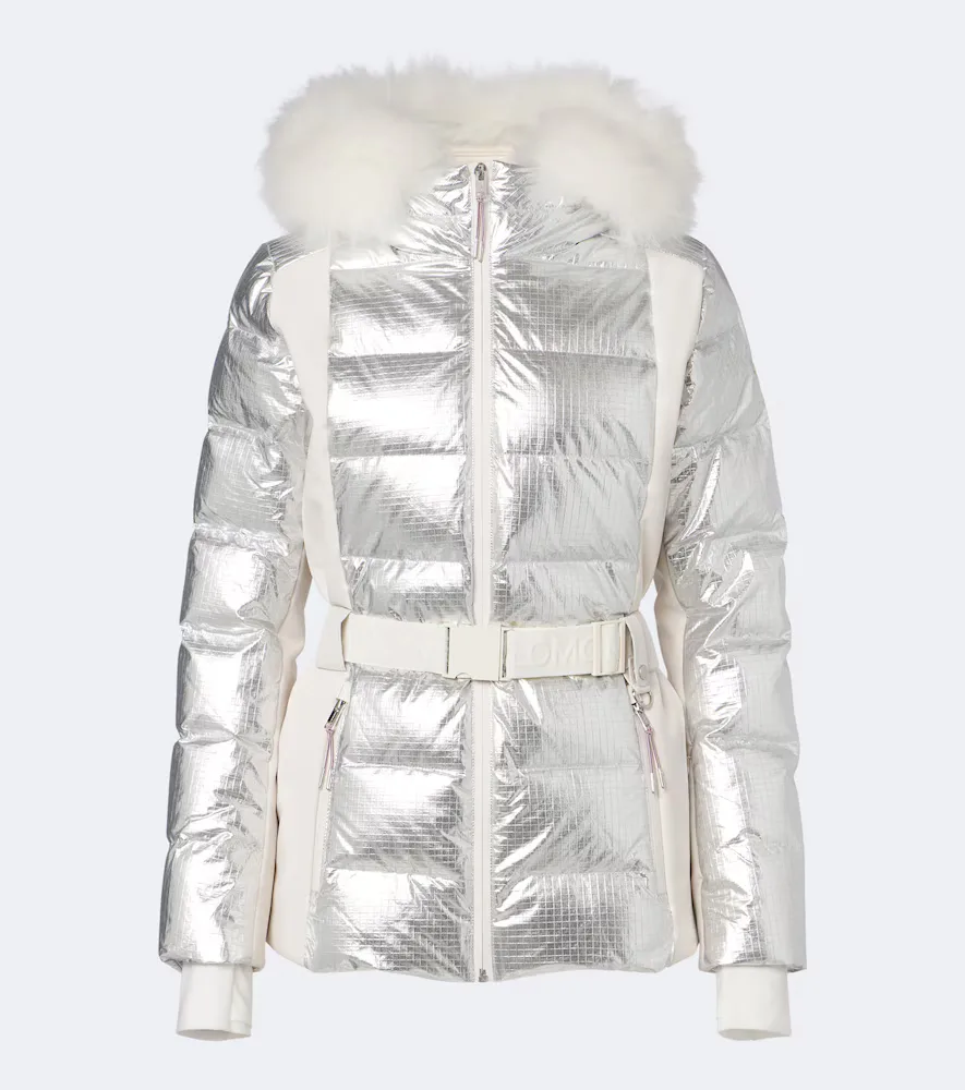 Belted Shearling-Trimmed Ski Jacket