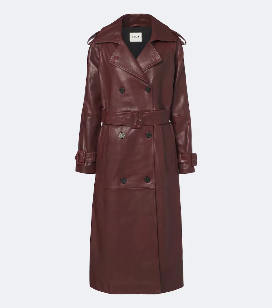 Noorah Belted Double-Breasted Leather Coat by Arma