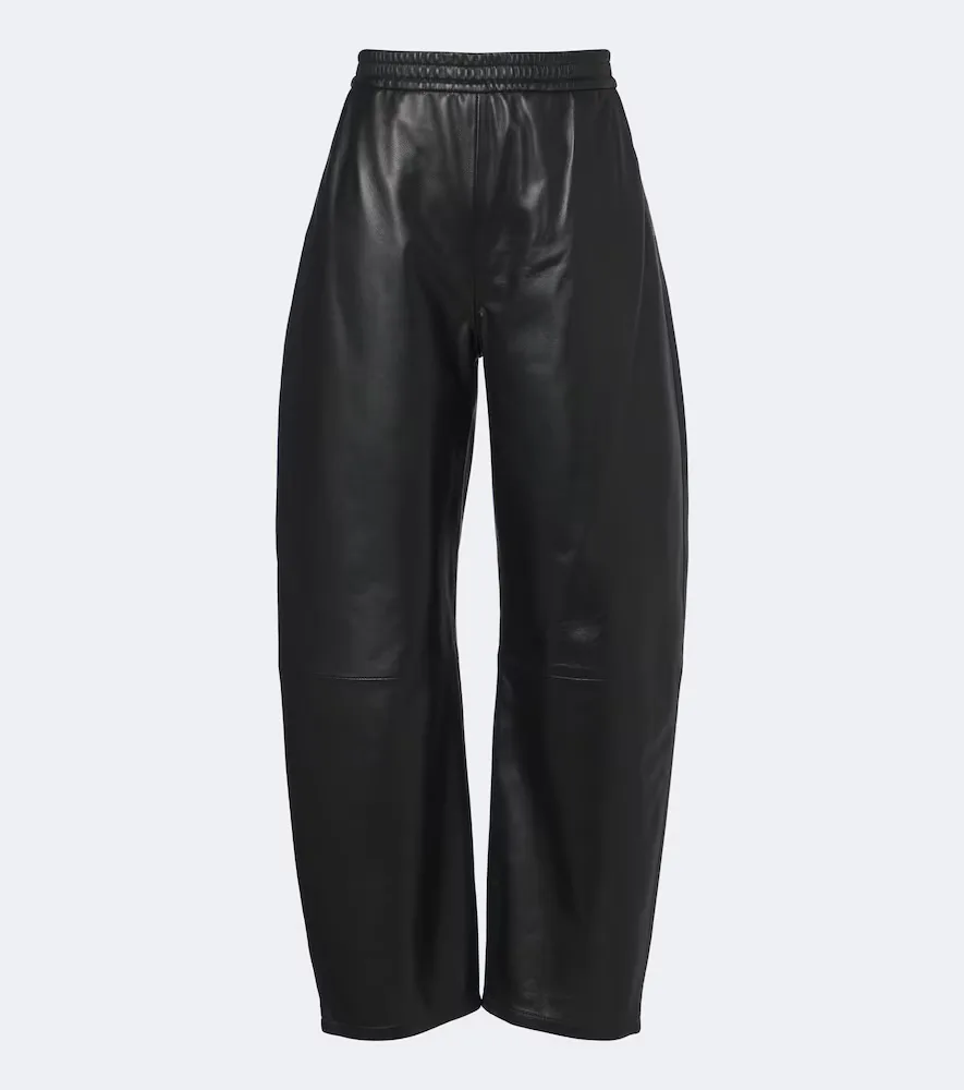 Noa Leather Barrel-Leg Pants by Arma
