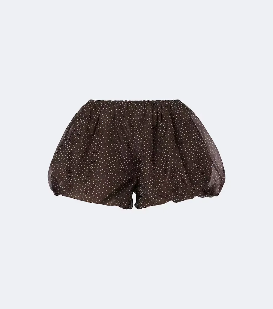 Polka-Dot Silk Organza Shorts