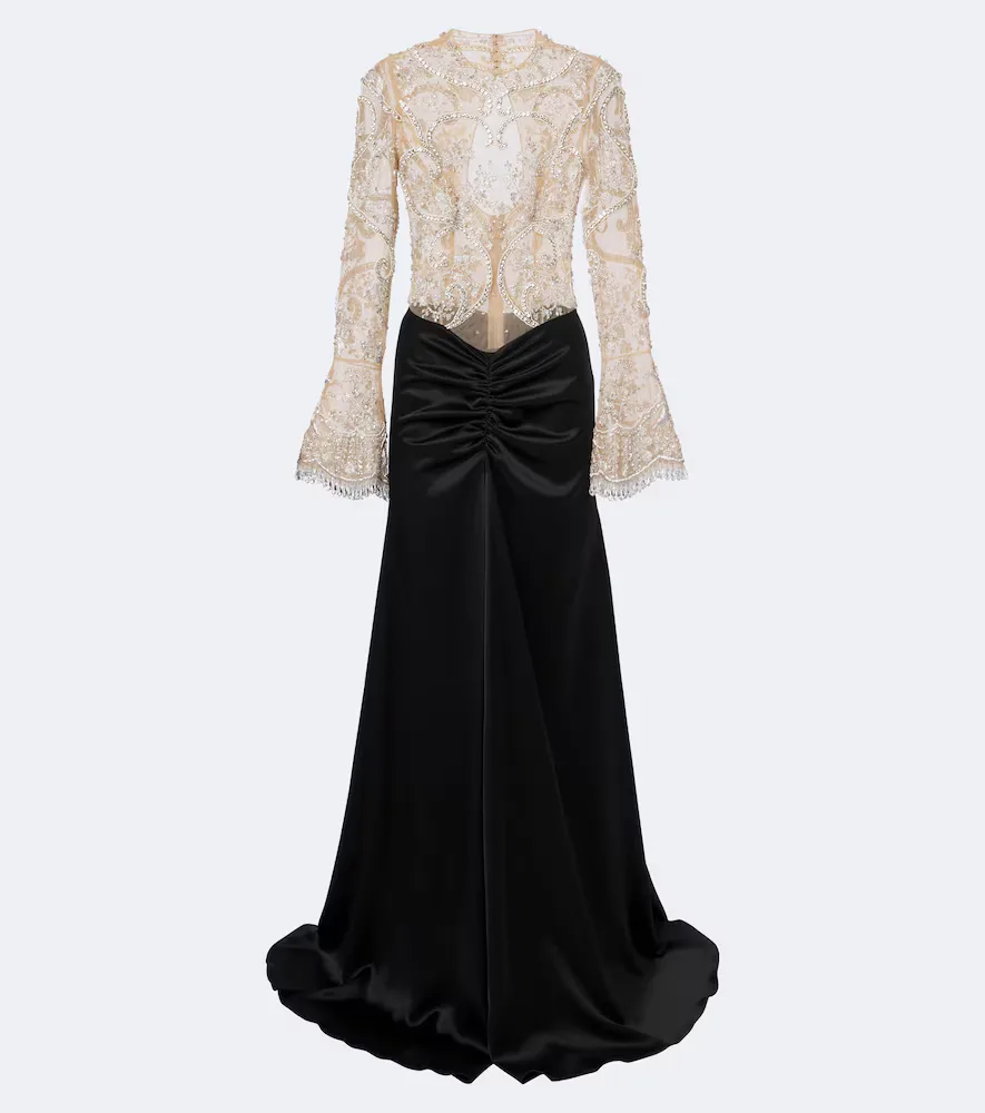 Embellished Gathered Gown by Georges Hobeika