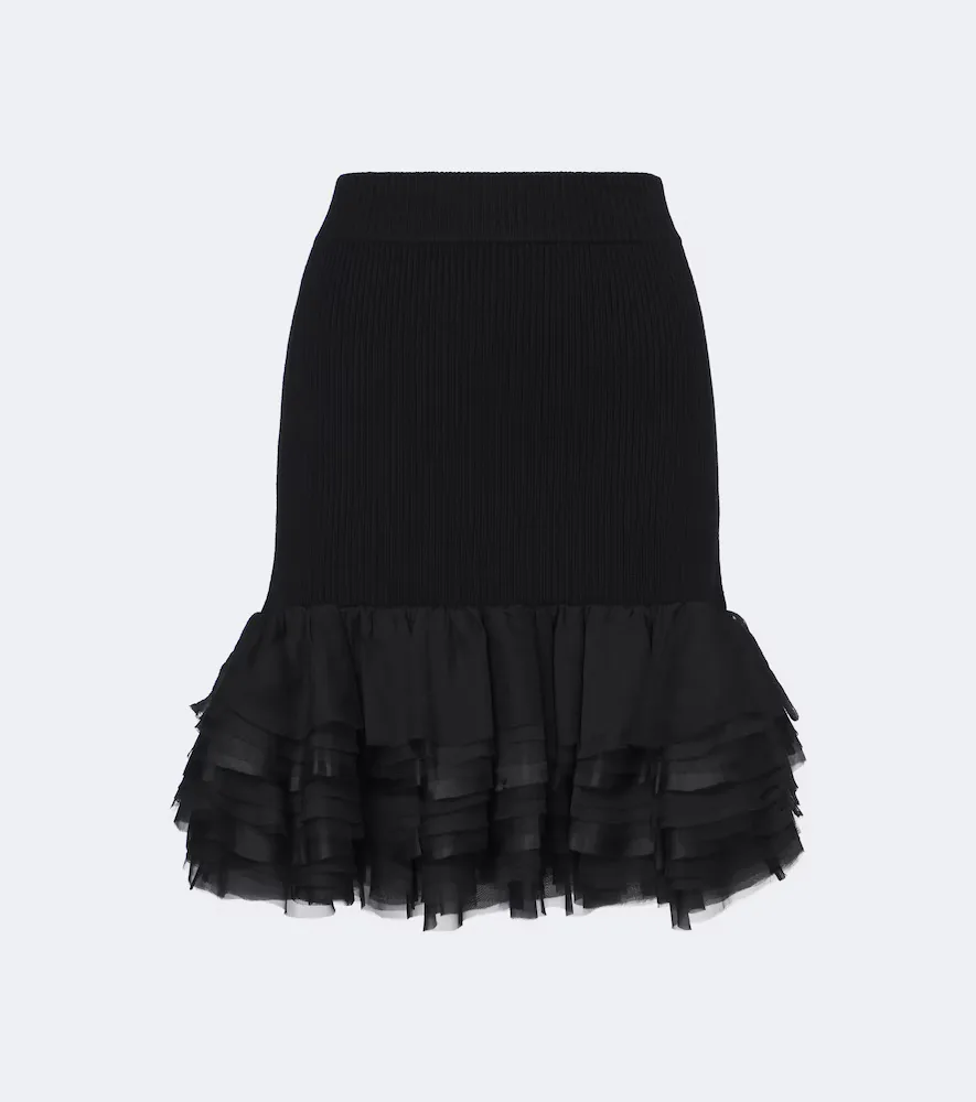 Ruffled Wool and Cashmere Miniskirt