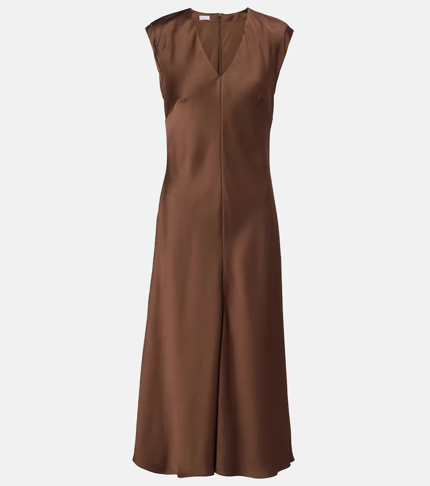 Monili Satin Midi Dress by Brunello Cucinelli