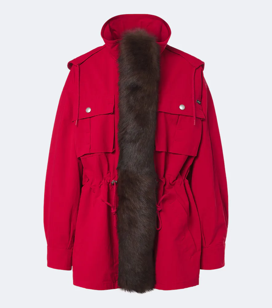 Shearling-Trimmed Technical Parka by Prada
