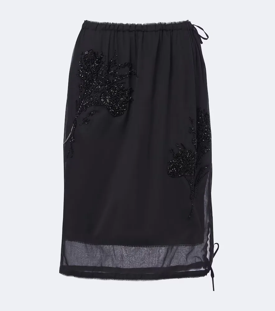 Embellished Midi Skirt by Prada