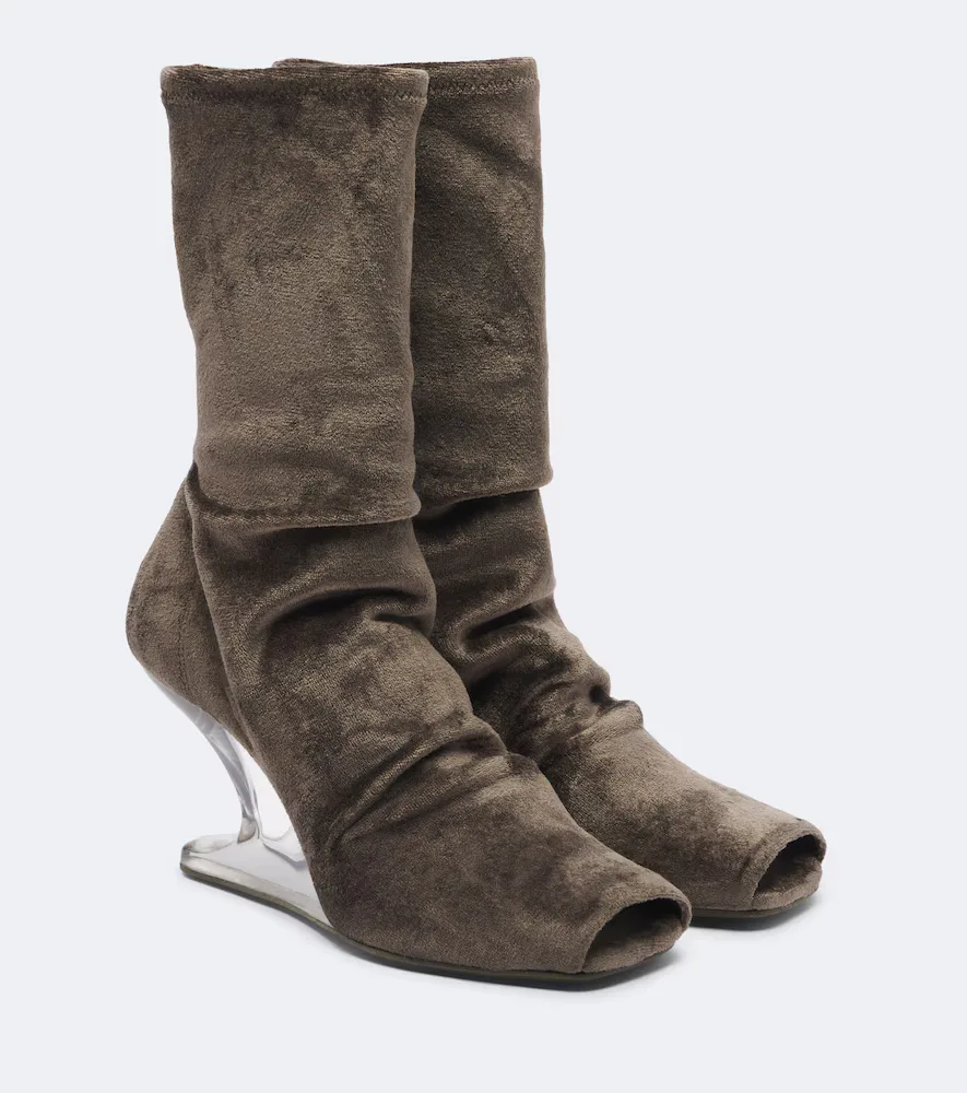Cantilever Velvet Jersey Wedge Boots by Rick Owens