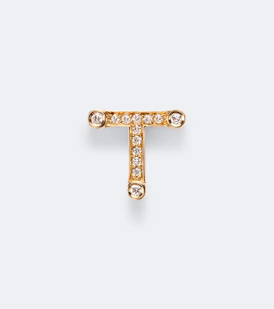 Initial Petite T 18kt Gold Single Earring with Diamonds by Sophie Bille Brahe