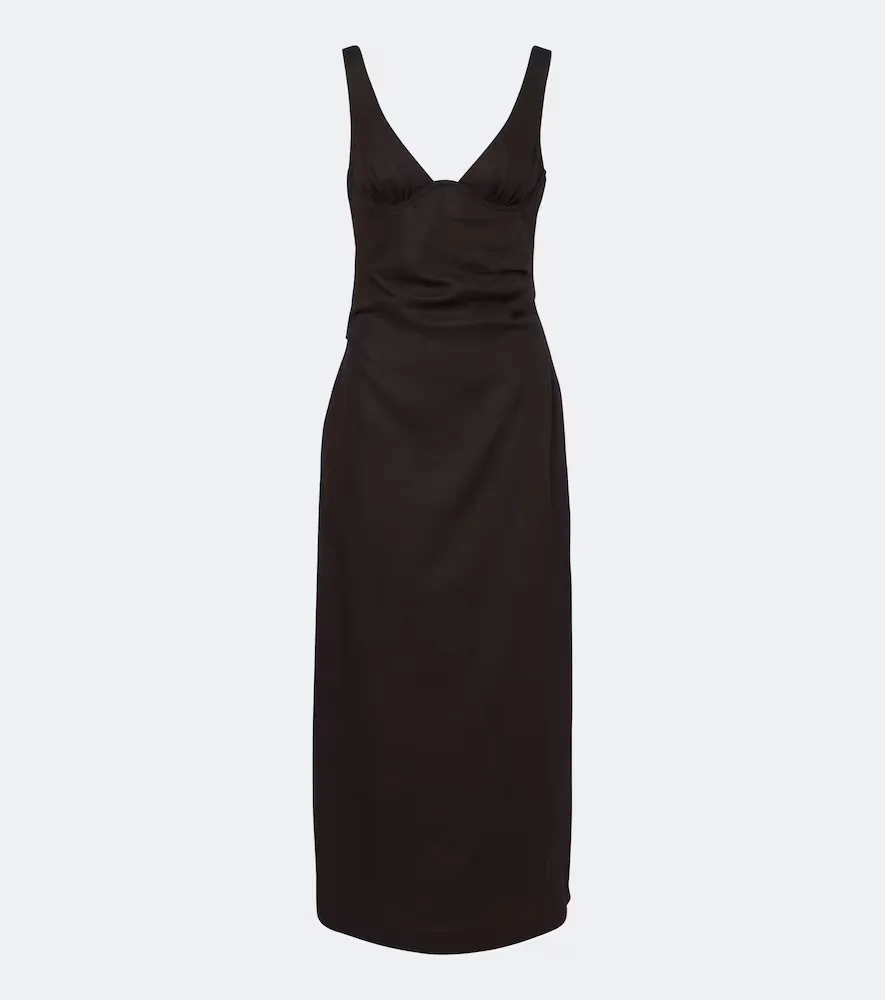 Draped Linen Midi Dress by Sir