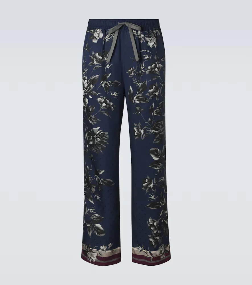 Floral Silk Twill Wide-Leg Pants by Dolce&Gabbana