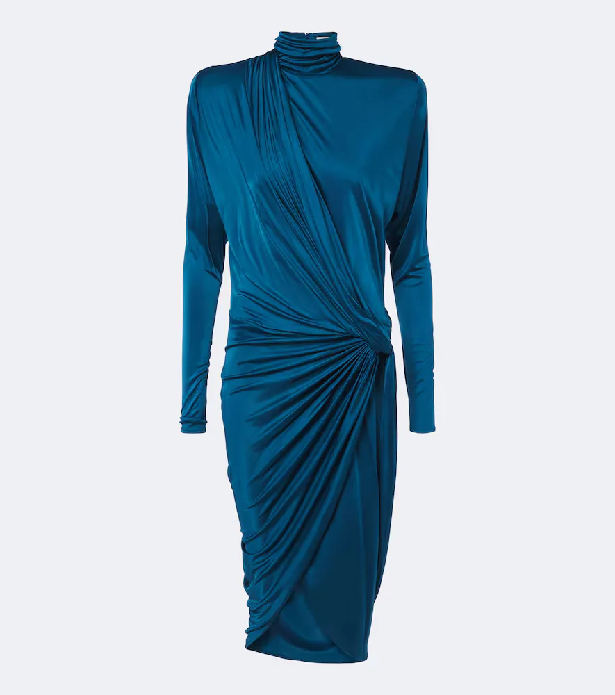 Gathered Jersey Midi Dress by Balmain