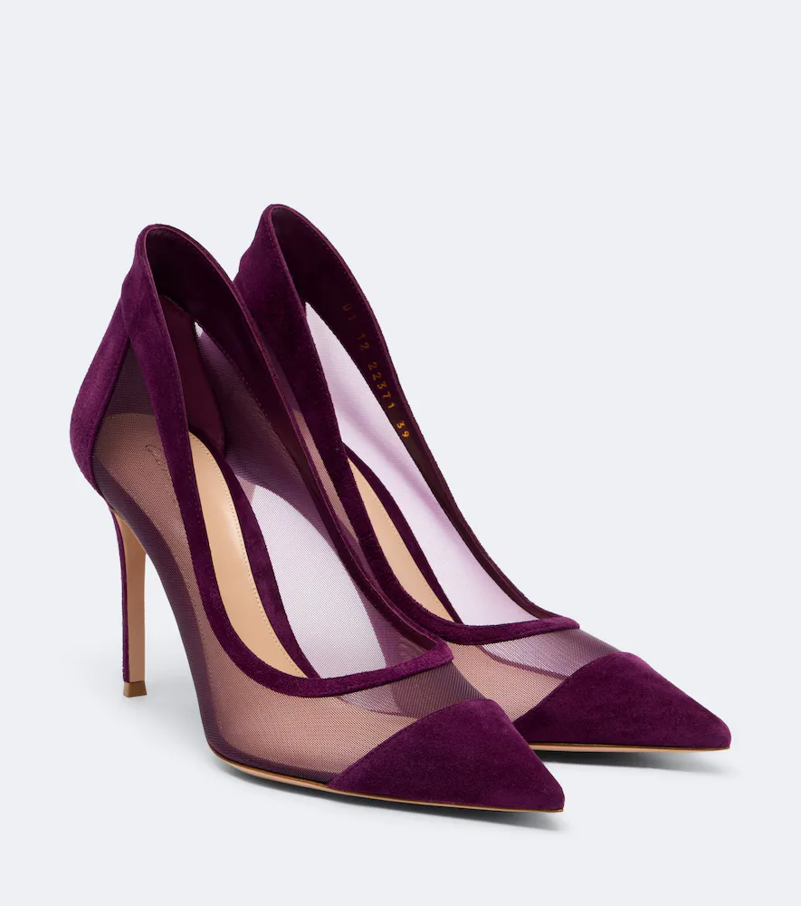Suede-Trimmed Mesh Pumps by Gianvito Rossi