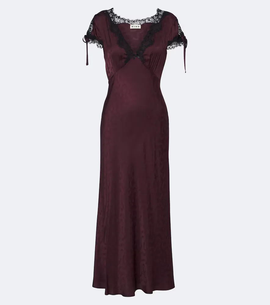 Fern Satin Jacquard Midi Dress