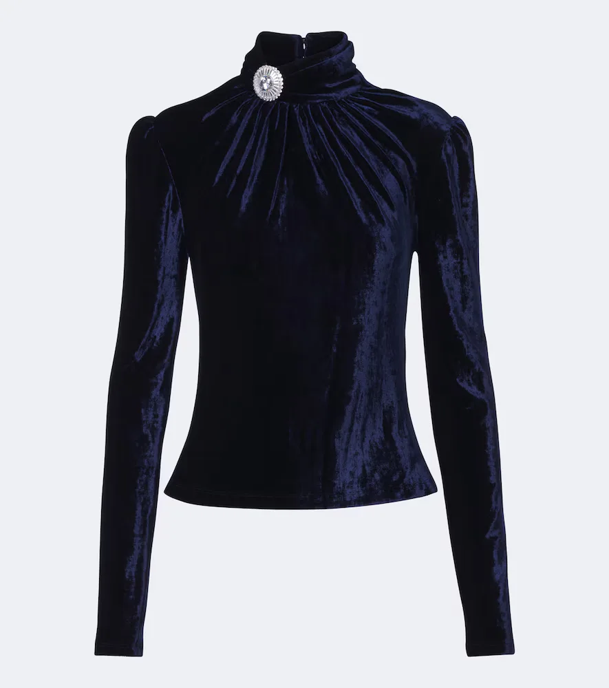 Embellished Gathered Velvet Top by Rabanne