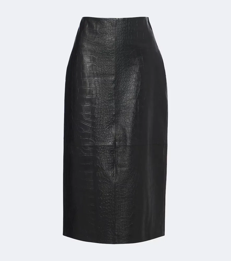 Meeka Croc-Effect Leather Pencil Skirt by Arma