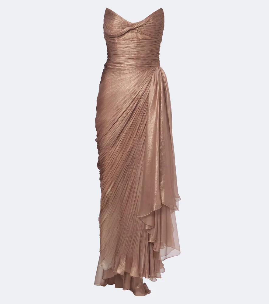 Heidi Pleated Silk Bustier Gown by Maria Lucia Hohan
