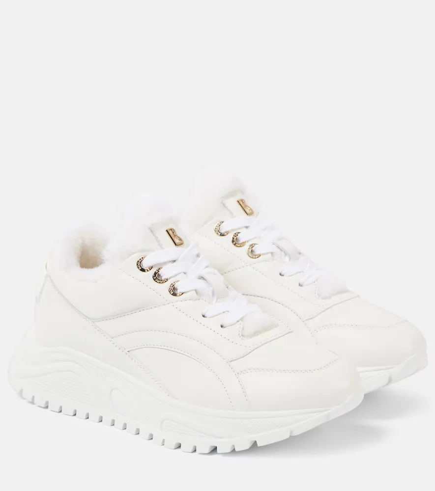 Malaga 18 Shearling-Trimmed Leather Sneakers by Bogner