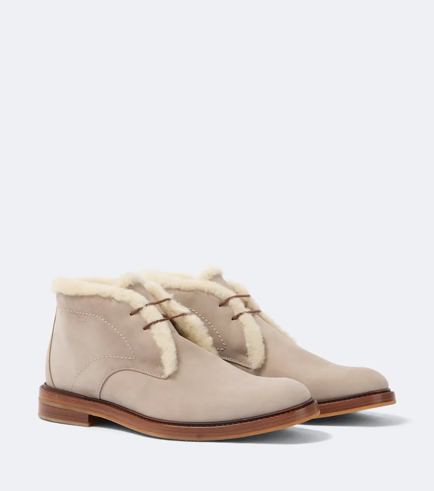 Keswick Shearling-Lined Leather Desert Boots by Manolo Blahnik