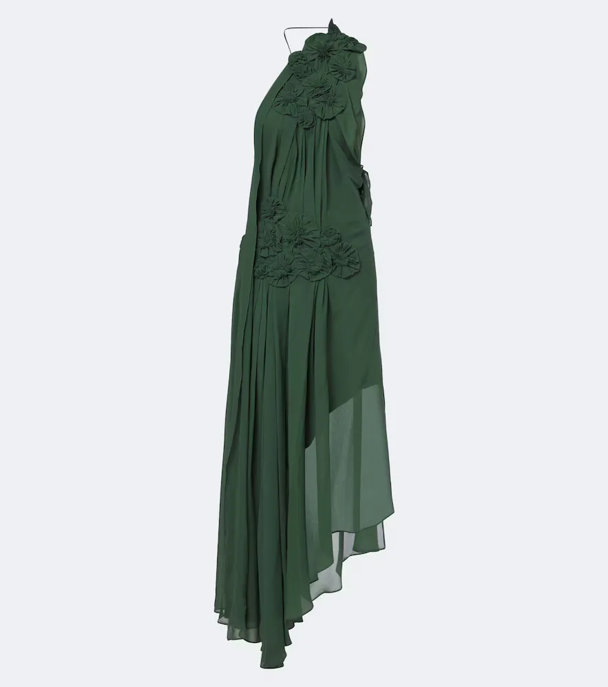Floral-Appliqu One-Shoulder Silk Cocktail Dress by Victoria Beckham