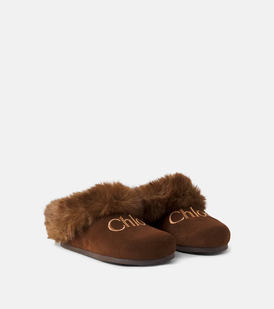 Logo Suede Mules by Chloé