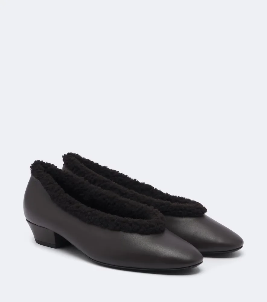 Shearling-Lined Leather Pumps by Magda Butrym